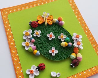 Easter Handmade Cards, Quilling Easter Cards, Paper Easter Eggs Card, Paper Quilled Easter Card, Greeting Easter Egg Cards, Easter Gift Card