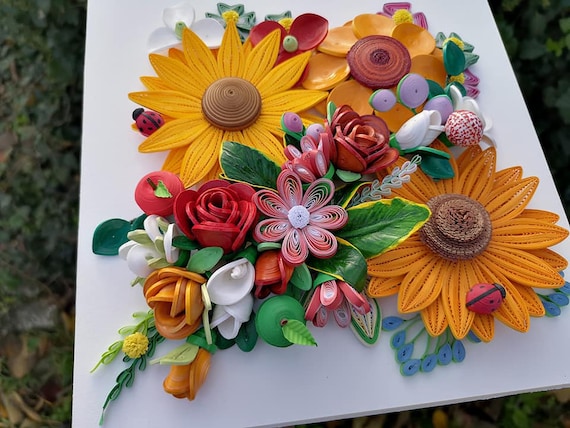 Sunflowers Flowers Quilling Wall Art Arrangement Handmade Etsy
