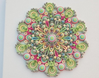 Quilled Mandala Wall Hanging: Geometric Paper Art, 8.6 inch