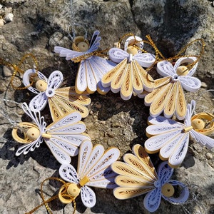 8 pezzi Mini angeli quilling, angeli quilling di carta, ornamento natalizio per la casa, decorazione per inaugurazione della casa, piccolo angelo decorativo, set di decorazioni in oro bianco
