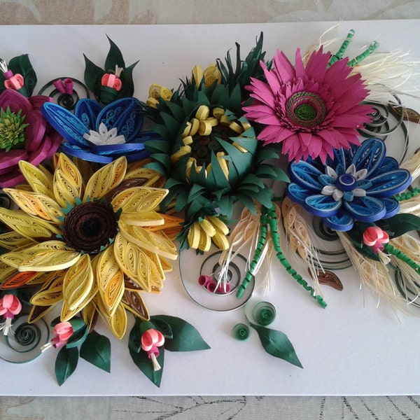 happy sunflower / quilling flower / handmade with love / Quilling / Quilling art / rainbow colors