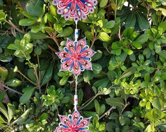 Mandala en papier attrape-rêves, attrape-rêves mandala piquants, décoration murale en papier quilling, ornement suspendu Unique du 4 juillet aux États-Unis, cadeau art patriotique