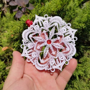 Fiocco di neve di carta quilling, ornamento di Natale quilling, ornamento di carta, arte natalizia di carta, regalo di decorazione di Natale, decorazione dell'albero di Natale
