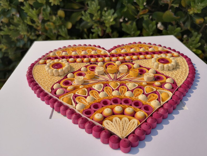 Quilled Heart Wall Ornament Paper Heart Home Decor Framed Etsy
