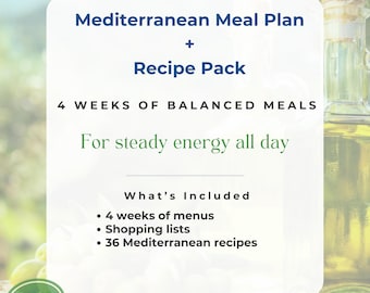 Mediterranean 4-Week Meal Plan PDF | Anti-Inflammatory Recipes for Women 40+ | Dietitian-Created Printable