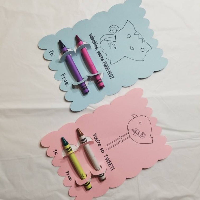Valentine Favor Non Candy Valentines Card Kids Valentines Card Kids Party Favor Class Party Valentines Valentines Day Coloring Cards