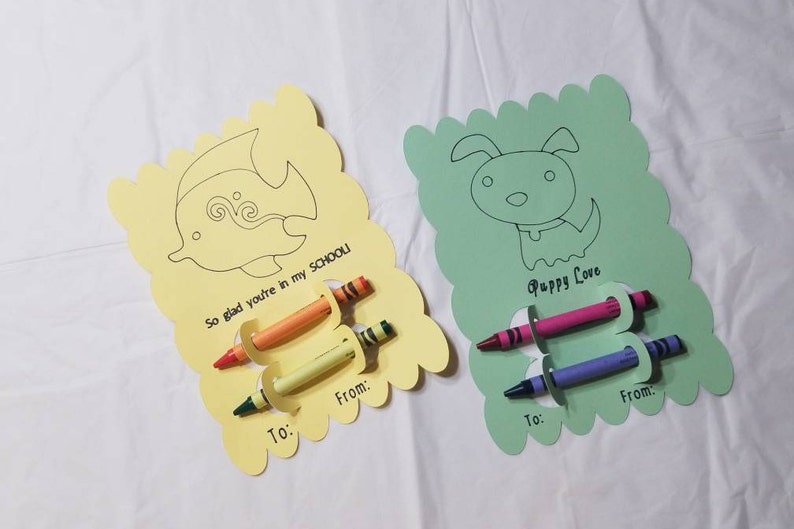 Valentine Favor Non Candy Valentines Card Kids Valentines Card Kids Party Favor Class Party Valentines Valentines Day Coloring Cards