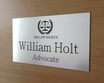 Custom Engraved Wall Name Plate, Office Sign, Personalised Door Plate, Plaque, Business Name Sign, Peel & Stick Adhesive.