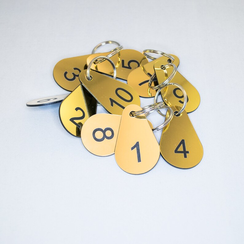 10 Drop Shaped Numbered Key Tags Key Fobs for Home Custom Etsy