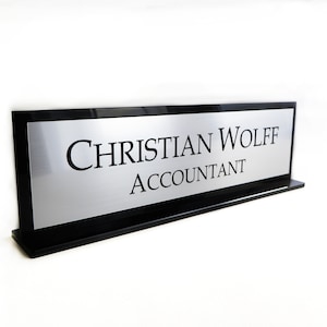 Double Sided Desk Name Plate, Executive, Personalised, Custom Engraved Desk Sign, Plaque, Office, Office Sign, Home Sign..