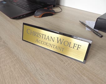 Personalised Desk Name Plate, Custom Engraved Sign, Executive Office Sign.