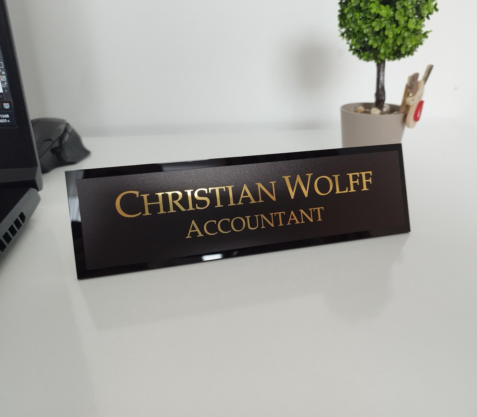 Personalised Desk Name Plate, Custom Engraved Desk Sign, Office Plaque ...