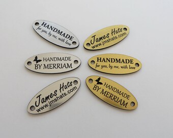 Custom Laser Engraved Product Tags: Handmade Clothing Labels (1.5'' x 0.6'')