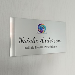 Personalised Wall Name Plate With Logo, Custom Engraved Door Plate, Sign, Plaque, Business Name Sign, Home Sign, Double Sided Mounting Tape.