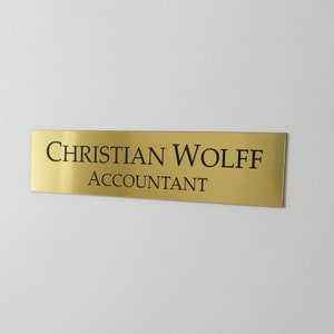 10" x 2.5" Custom Engraved Wall Name Plate, Office Sign, Personalised Door Plate, Peel & Stick Adhesive.