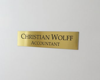 8" x 2" Custom Engraved Wall Name Plate, Office Sign, Personalised Door Plate, Plaque, Peel & Stick Adhesive.