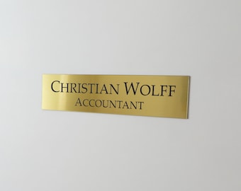 Custom Acrylic Wall Sign - Personalized Office Name Plate with Logo (10''x2.5'')