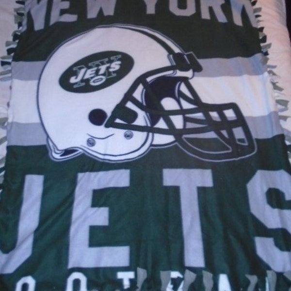 Brand New NFL New York Jets Football Double Sided Hand Tied Fleece Rag Blanket