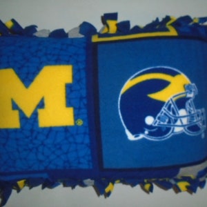 Brand New University of Michigan Wolverines NCAA Football Double Sided Hand Tied Rag Pillow