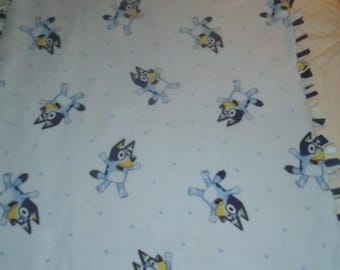 Bluey Cartoon Famous Character Double Sided Hand Tied Fleece Rag Blanket ~ Brand New
