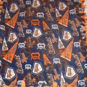 Detroit Tigers MLB Baseball  Baby Toddler  Double Sided Hand Tied Fleece Rag Blanket /Throw ~ Baby Gift ~ New
