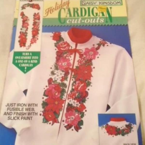 Daisy Kingdom Tartan Floral Cardigan Cut-Outs Sweatshirt Jacket Vest Fabric Applique w/ Instructions and Supply List ~ New