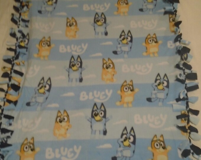 Bluey and Family Cartoon Character Double Sided Hand Tied Fleece Rag ...