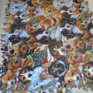 Brand New Dog Lover's Collection of Cute Little Dog's  Double Sided Hand Tied No Sew Fleece Rag Blanket