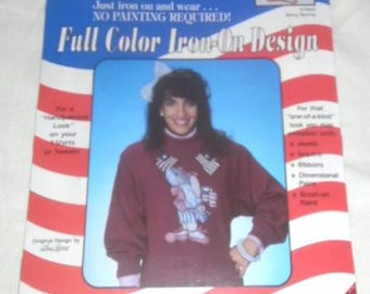 American Pride Betsy Bunny Full Color Iron On Transfer Design Sweatshirt T Shirt Fabric Applique w/ Instructions and Supply List  ~ New
