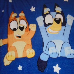 Bluey and Family Cartoon Character Double Sided Hand Tied Fleece Rag Kids / Toddler Blanket ~ Brand New