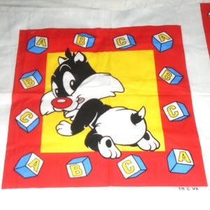 Vintage Looney Tunes Sylvester Kitty Cat Fabric Panel ~Wall Hanging ~Pillow ~ Ready To Make ~ New