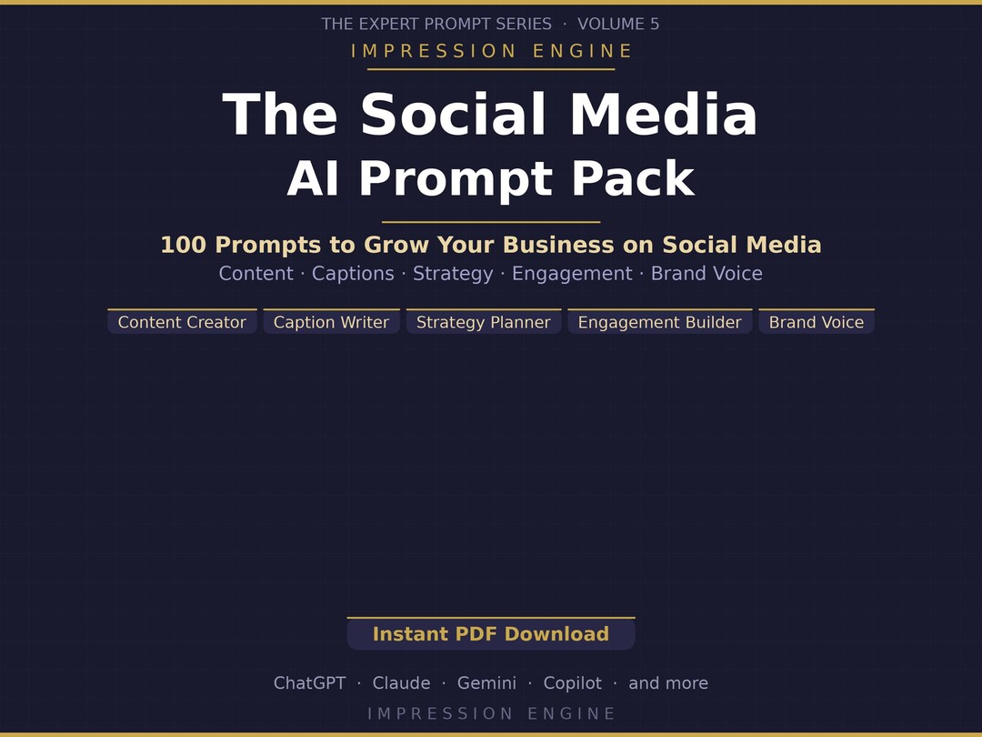 Social Media AI Prompt Pack — 100 Chatgpt Prompts for Small Business ...