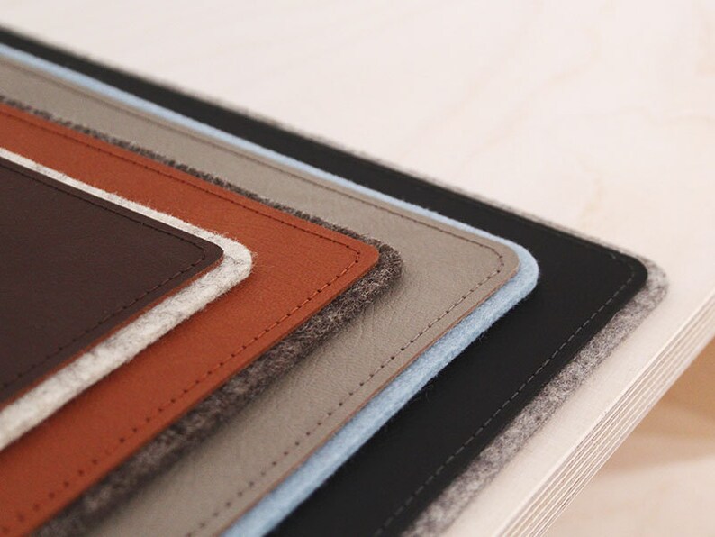 Schreibtischunterlage taupe aus recyceltem Leder | Etsy