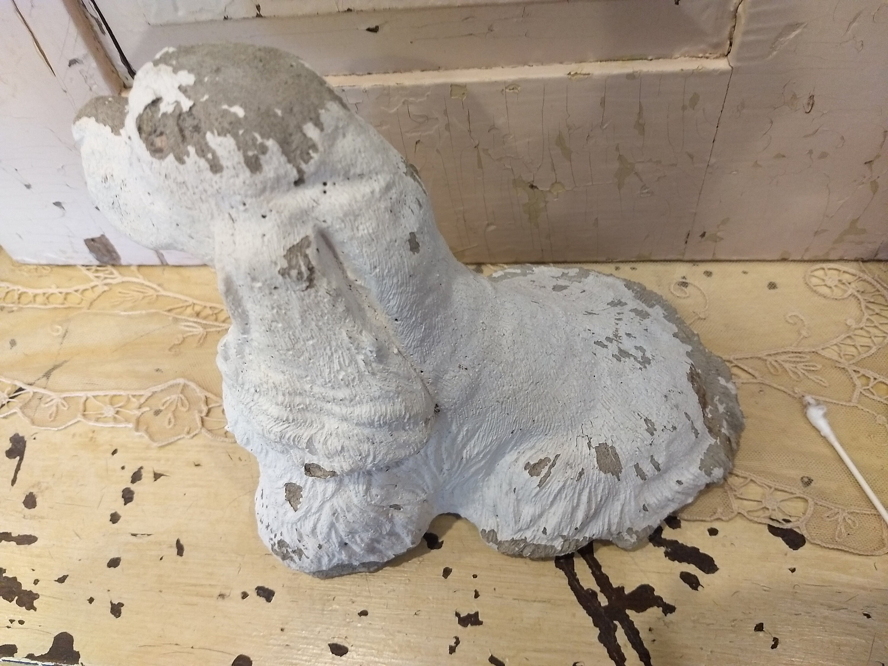 Vintage Cement DOG STATUE Garden Spanel Concrete Painted Etsy