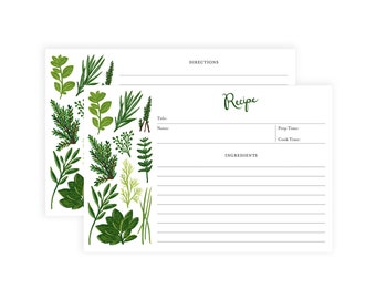 Fine Herbs | Double Sided Recipe Cards | Illustrated Recipe Cards | Gifts for Chefs & Cooks | Kitchen Stationery | Made In Canada