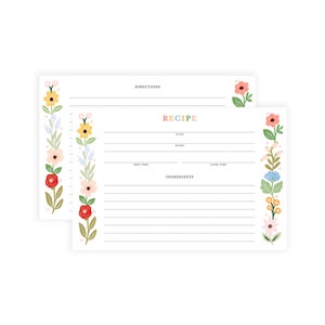 Edible Flowers | Double Sided Recipe Cards | Illustrated Recipe Cards | Gifts for Chefs & Cooks | Kitchen Stationery | Made In Canada