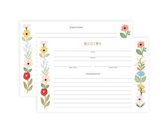 Edible Flowers | Double Sided Recipe Cards | Illustrated Recipe Cards | Gifts for Chefs & Cooks | Kitchen Stationery | Made In Canada