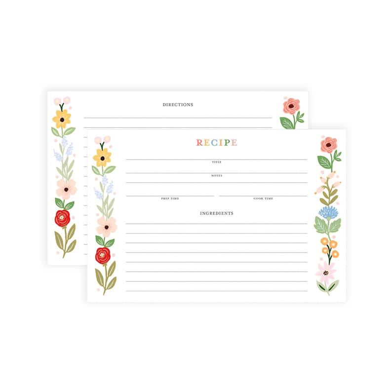 Edible Flowers Double Sided Recipe Cards Illustrated Recipe Cards Gifts for Chefs & Cooks Kitchen Stationery Made In Canada image 1