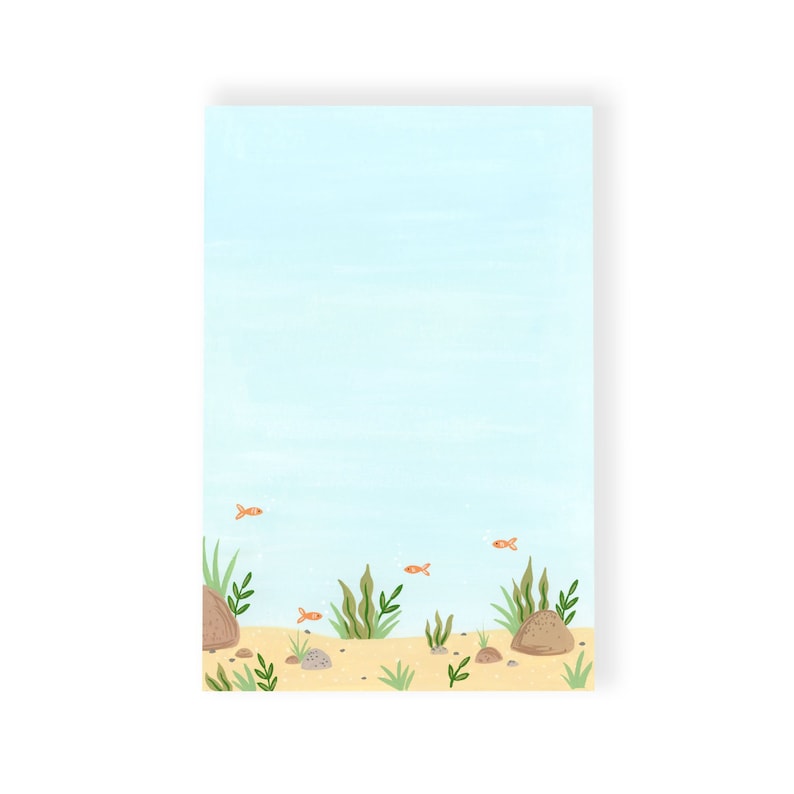 Little Fish Tear Off Notepad Illustrated Stationery 50 Individual Sheets Cute Paper Goods Whimsical Paper Made In Canada image 1