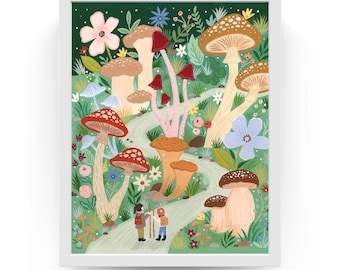 The Mushroom Lane | Illustrated Art Print | Whimsical Home Decor | Fungi Artwork | Bedroom, Nursery & Play Room Wall Art | Made In Canada