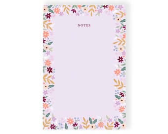 Mauve Flowers | Tear Off Notepad | Illustrated Stationery | 50 Individual Sheets | Cute Paper Goods | Whimsical Paper | Made In Canada