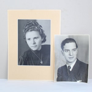 2 grandi foto vintage, vecchie foto autentiche in bianco e nero, foto ritratto, materiale per scrapbooking, materiale per collage