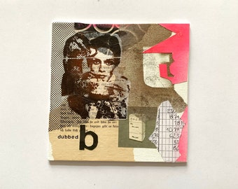 original collage art, artwork, abstract art, collage art, mixed media art, analog collage, art gift, title "TwiggyB"