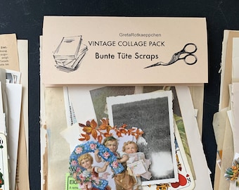 Collage Pack, bunte Papiertüte, Junk Journal Kit, ArtJournalpack, Collage Material, Collagepapiere, bunte Papierstücke, Basteltüte