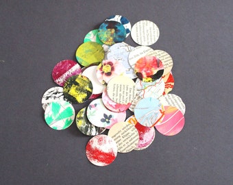 Set van 50 papieren cirkels, grote papieren confetti, papier, karton, scrapbook, motiefconfetti, vintage papier, junk journal, post, DIY