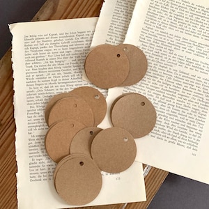 20 etichette regalo, etichette rotonde in carta, etichette vuote, etichette in carta kraft per regali, marrone, rotonde