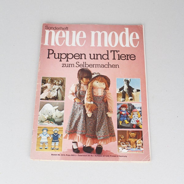 vieja revista "Neue Mode", número especial de muñecas y animales para hágalo usted mismo, 1978, folleto de artesanía, bricolaje, patrones de costura