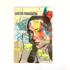 original ART collage, paper collage, A5 format, artwork, abstract art, mixed media, collage art, art, art gift, title &quot;Face8&quot;