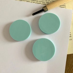 3 Stempelgummi rund, 4cm, Stempel selber gestalten, Stempel schnitzen, ReiseJournal, Scrapbooking, art journal, Stempel drucken