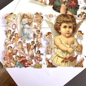 je 1 Bogen Glanzbilder, Poesiebilder, Motiv Engel 7072 oder Motiv Blumenkinder 7161, Nostalgiebilder, Scrapbooking, JunkJournal, für Karten